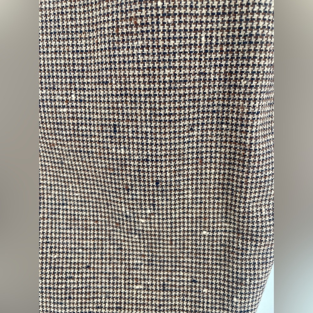 Vintage Pendleton Brown Houndstooth Wool High Rise Mid Length Pencil Skirt - Picture 9 of 12